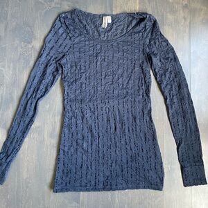 Y2K Navy Blue Burnout Shirt by BKE. Size Small